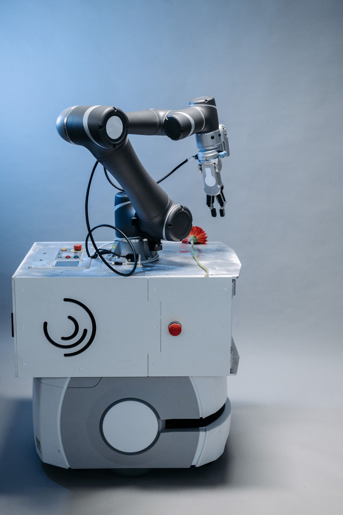 Industrial robotic arm in a modern research laboratory