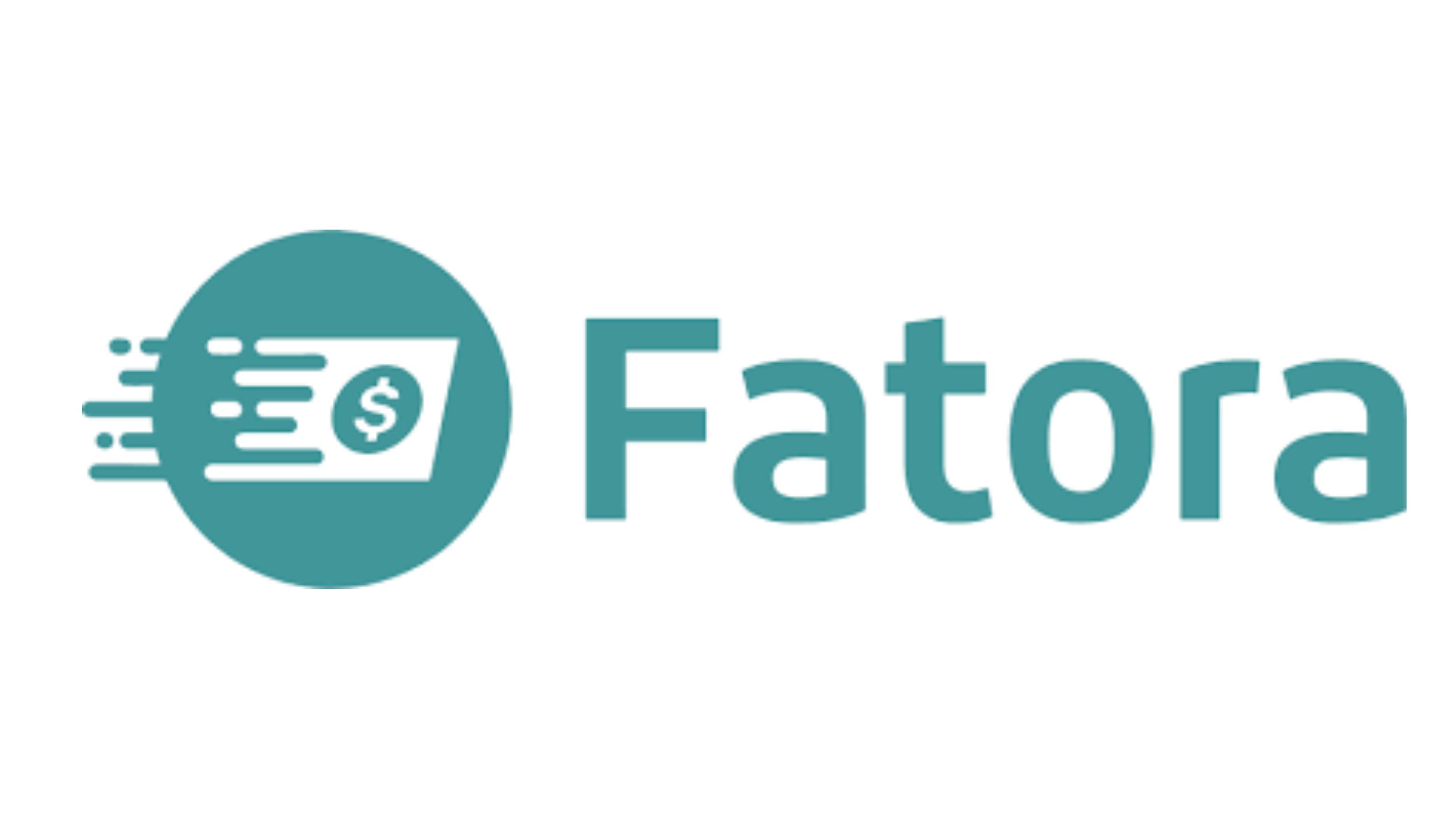 شعار شركة Fintech Fatora الناشئة بتصميم عصري، مع كلمة "Fatora" بخط أنيق على خلفية بيضاء