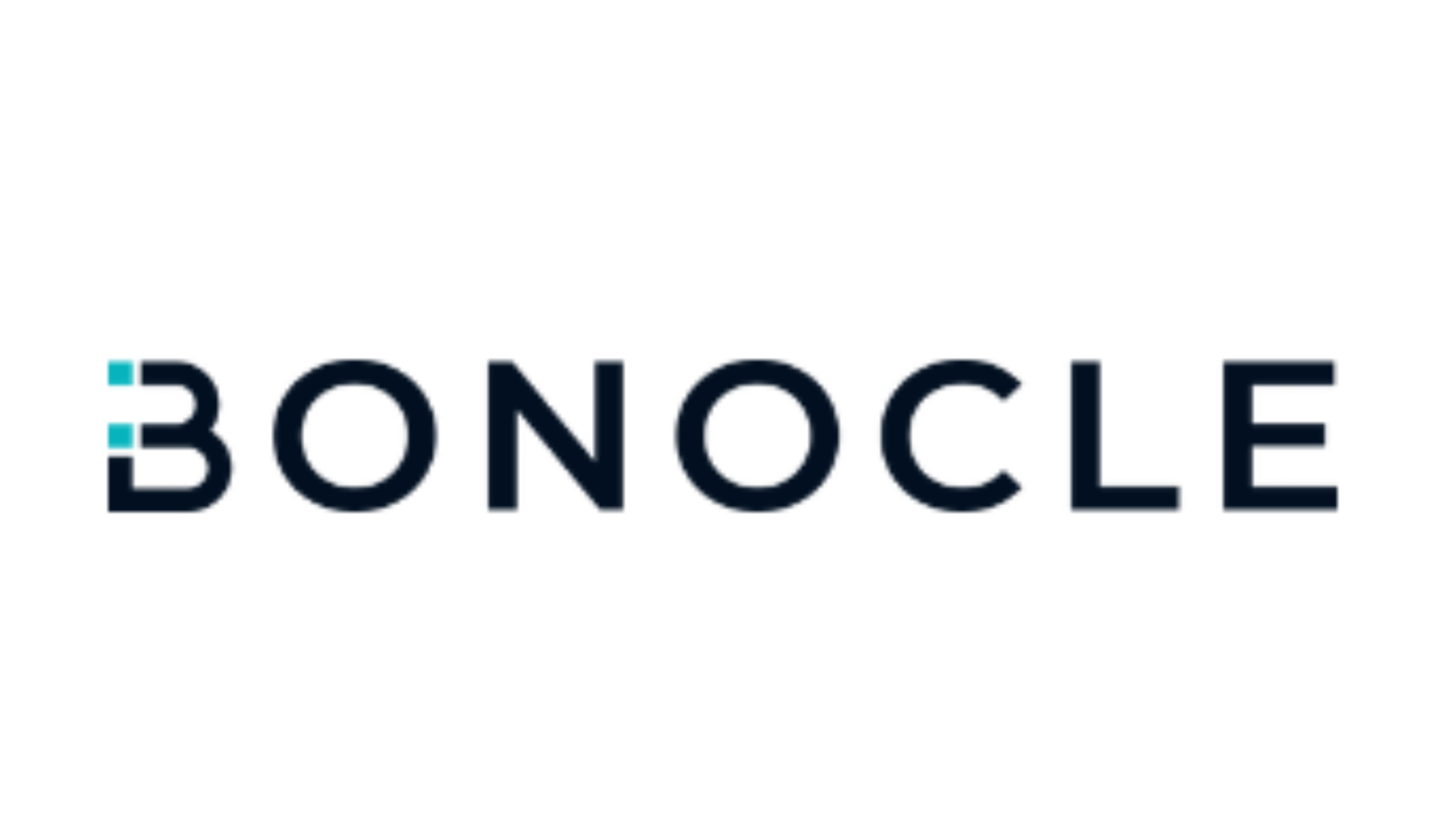 شعار بدء تشغيل التكنولوجيا المساعدة Bonocle على خلفية بيضاء، مع هوية الشركة وتصميم الشعار.