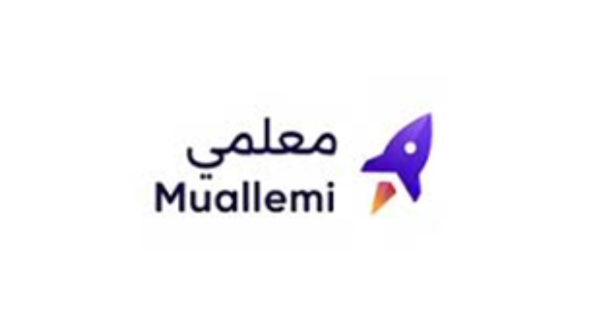 شعار شركة EdTech Muallemi الناشئة بتصميم عصري، مع اسم الشركة بحروف عريضة على خلفية بسيطة ونظيفة.