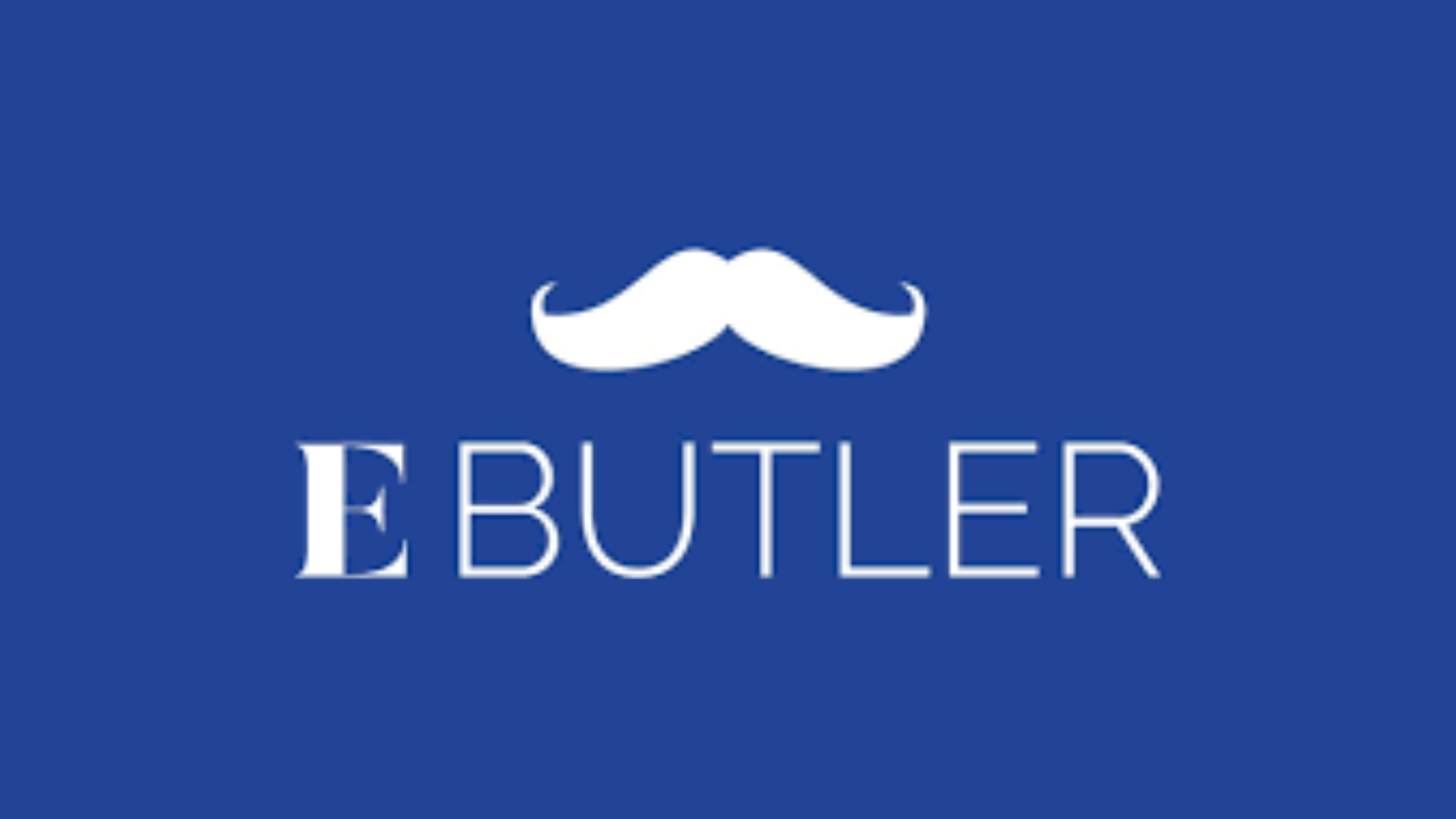 شعار شركة E-commerce ebutler الناشئة بتصميم عصري يتضمن اسم العلامة التجارية وطابعًا تقنيًا ناشئًا.