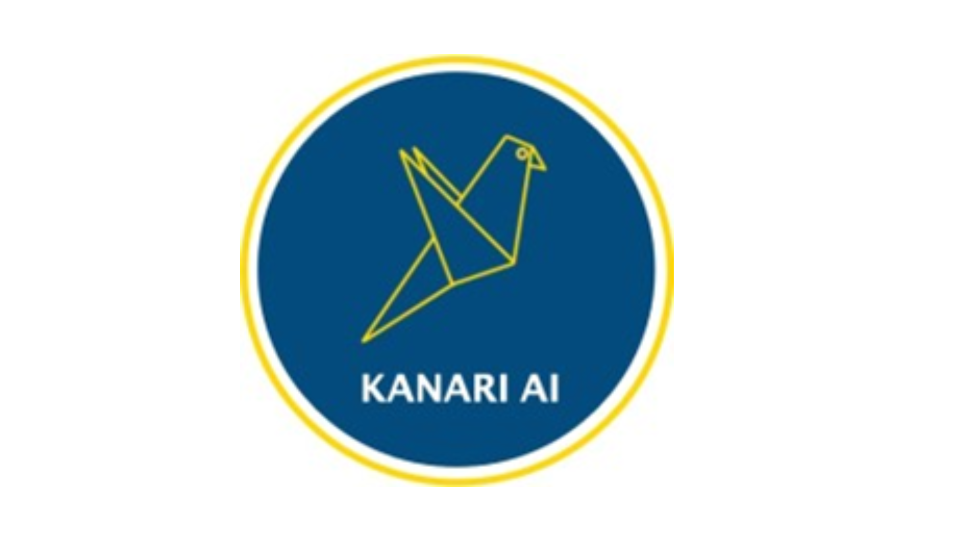 شعار شركة ناشئة لحلول مدعومة بالذكاء الاصطناعي يحمل اسم العلامة التجارية Kanari AI على خلفية أنيقة وعصرية مع رسومات تجريدية.