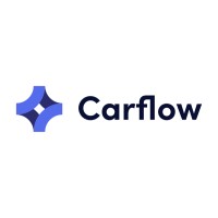 شعار Automotive Carflow بتصميم عصري وأنيق باللونين الأزرق والأبيض على خلفية نظيفة.