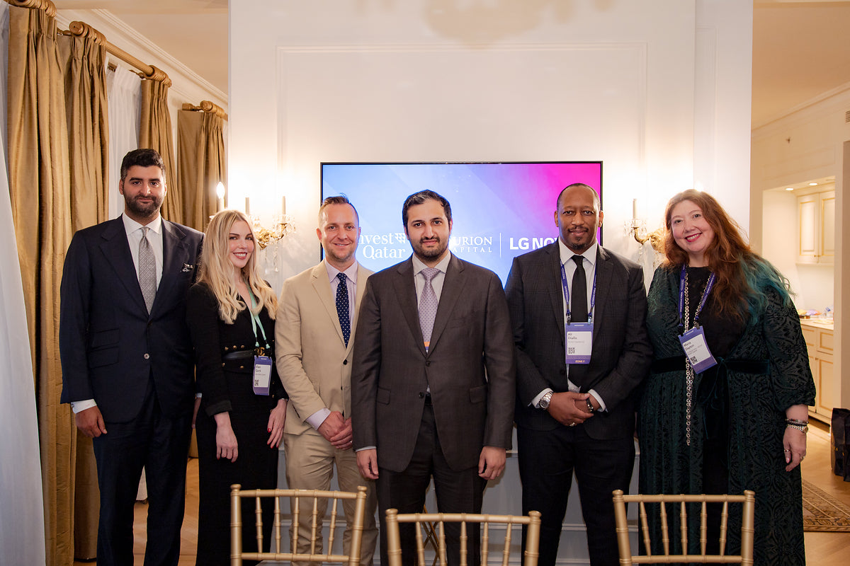 Representatives of Invest Qatar, Aurion Capital and LG NOVA at the announcement of their technology investment and venture-building partnership in New York, September 2026