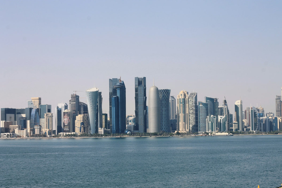 Doha city skyline seen across the water on a clear day